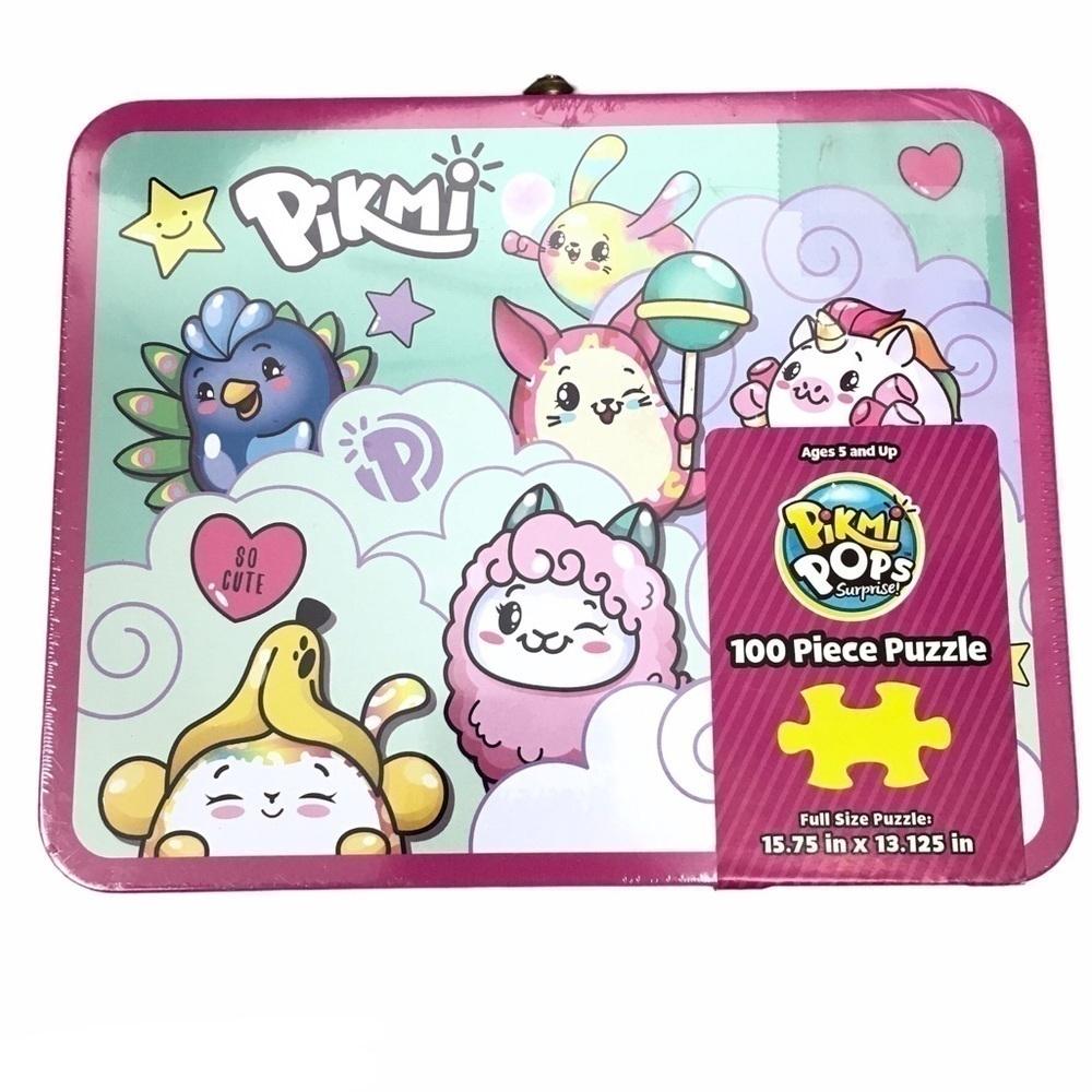 PIKMI POPS SURPRISE 100 Piece Puzzle Metal Lunchbox Carry Case 2018 Sealed NWT